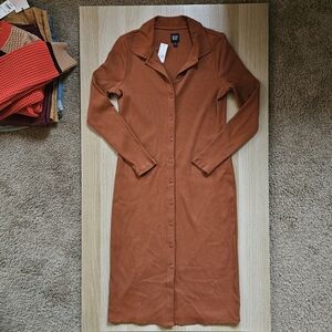 Orange Polo Button Down Midi Dress